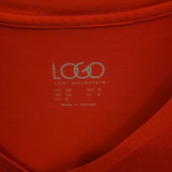 LOGO Lori Goldstein Orange V Neck Pocket Tunic Top Women's XS - Picture 3 of 8